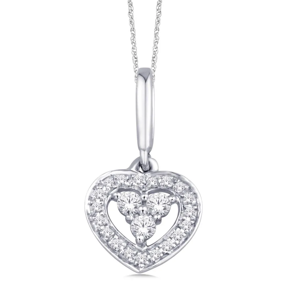 10K White Gold 1/20 Ct.Tw. Diamond Heart Pendant