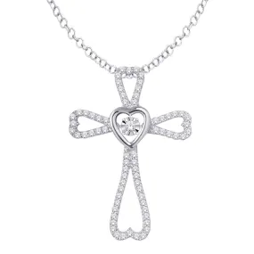 10K White Gold 2/5 Ct.Tw.Moving Diamond Cross Pendant