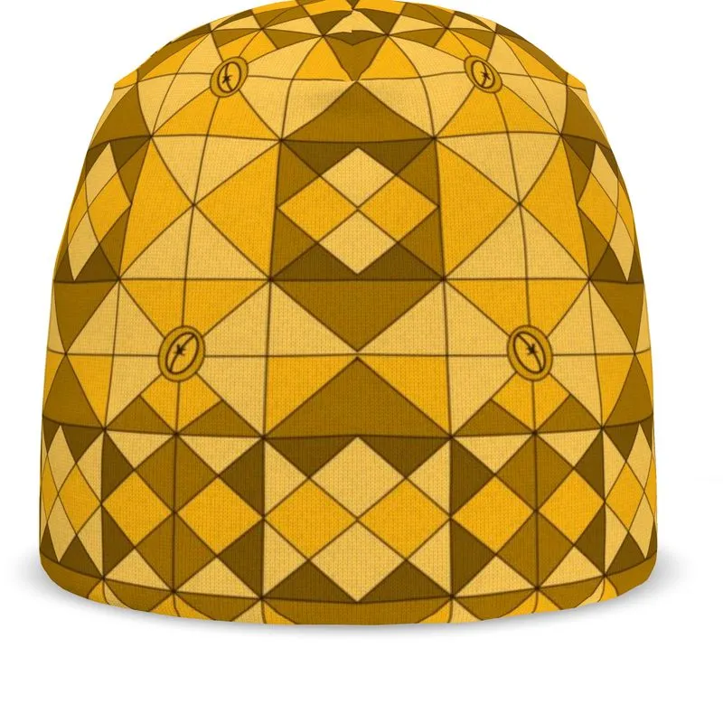 #177 JAXS N CROWN  designer BEANIE gold pattern