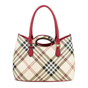 2-in-1 check pattern tote - red