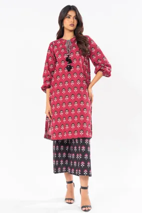 2 Pc Printed Khaddar Shirt With Khaddar Trouser