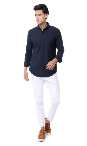 57877 Striped Navy Blue Buttons Down Shirt