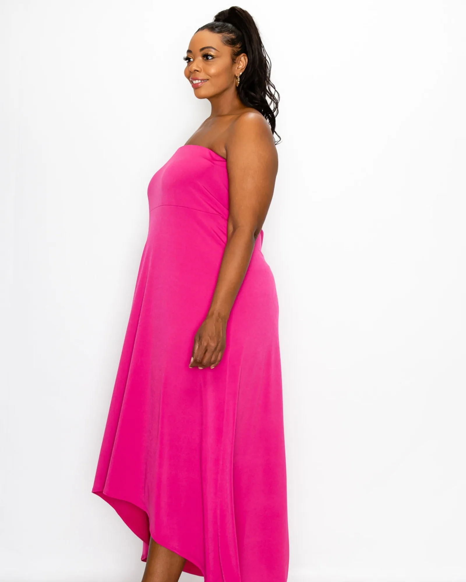 Adrianne High Low Dress | Fuchsia