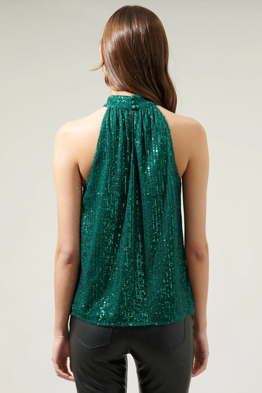 Aileen Sequin Halter Neck Sleeveless Top