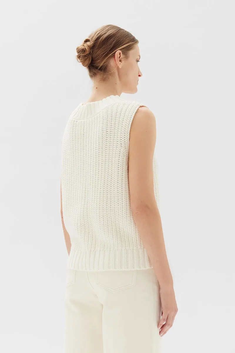 Assembly Label - Charlotte Cotton Knit Vest - Antique White