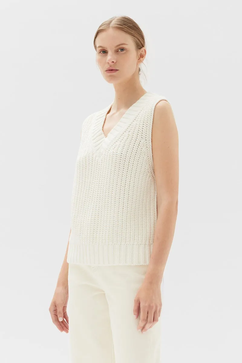 Assembly Label - Charlotte Cotton Knit Vest - Antique White