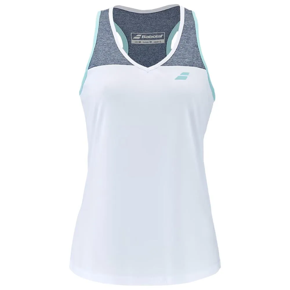 Babolat Women's Play Tank - White/Blue Heather