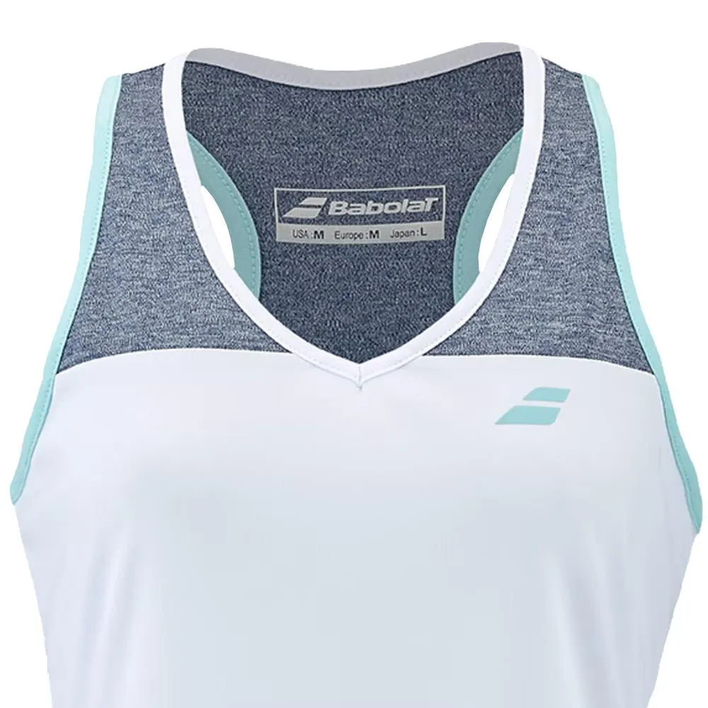 Babolat Women's Play Tank - White/Blue Heather