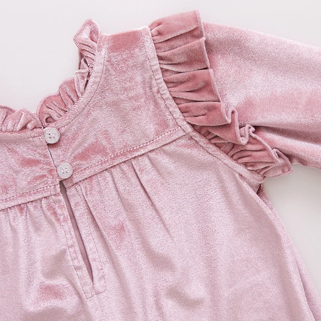 Baby Girls Velour Kalani Jumper - Mauve