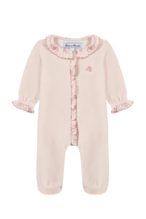 Babygrow - Pale pink with Liberty print collar