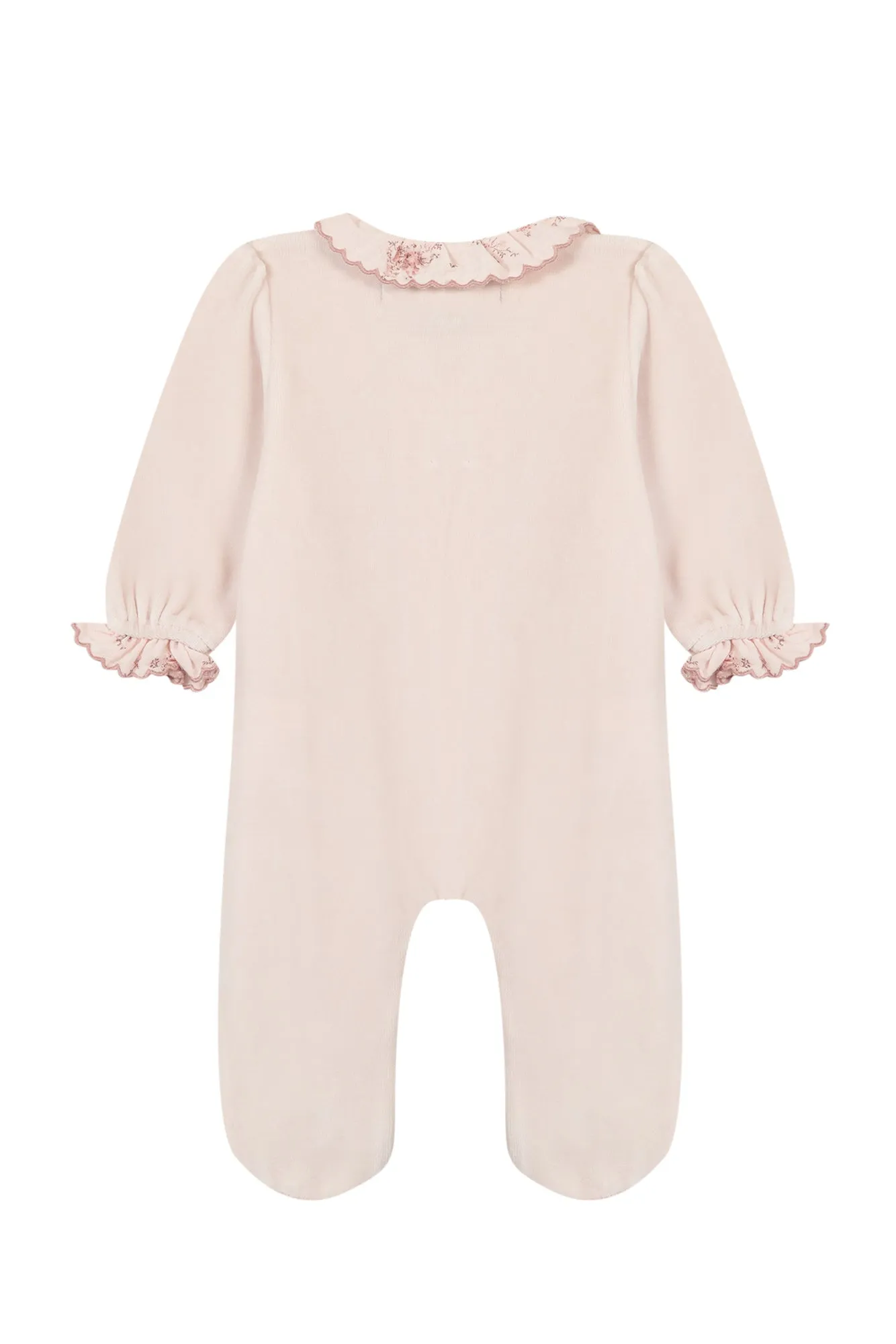 Babygrow - Pale pink with Liberty print collar