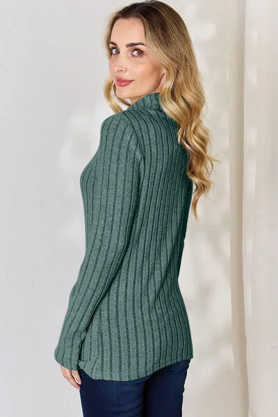 Basic Bae Ribbed Mock Neck Long Sleeve Top - 5 colors