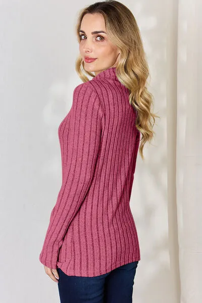 Basic Bae Ribbed Mock Neck Long Sleeve Top - 5 colors