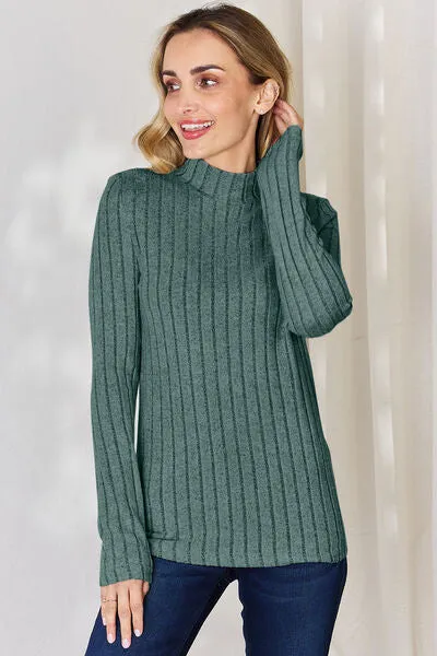 Basic Bae Ribbed Mock Neck Long Sleeve Top - 5 colors