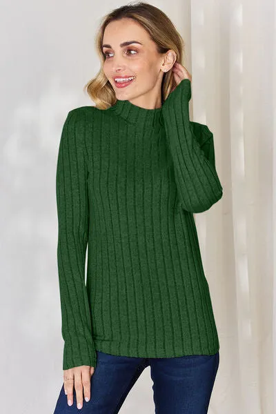 Basic Bae Ribbed Mock Neck Long Sleeve Top - 5 colors