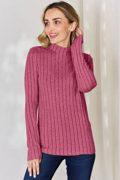 Basic Bae Ribbed Mock Neck Long Sleeve Top - 5 colors