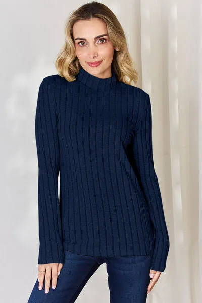 Basic Bae Ribbed Mock Neck Long Sleeve Top - 5 colors