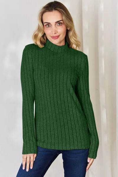 Basic Bae Ribbed Mock Neck Long Sleeve Top - 5 colors