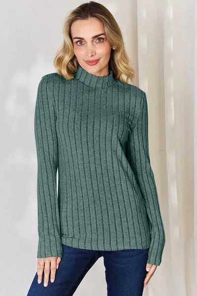 Basic Bae Ribbed Mock Neck Long Sleeve Top - 5 colors