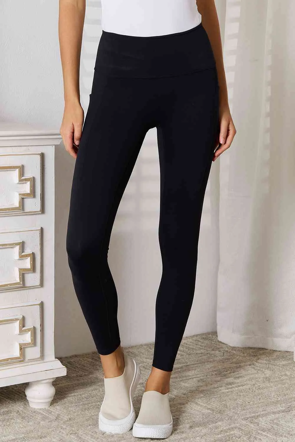 Basic Bae Wide Waistband Athletic Leggings Black