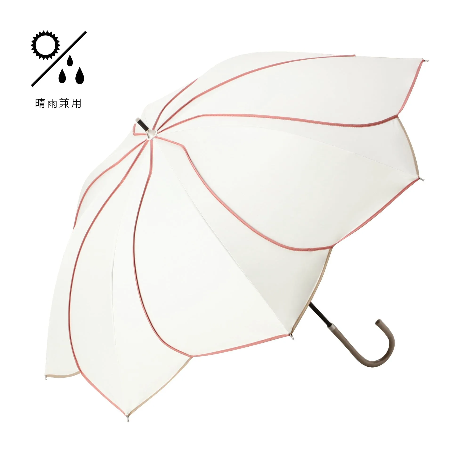 Bicolor Piping Long Umbrella 50cm White