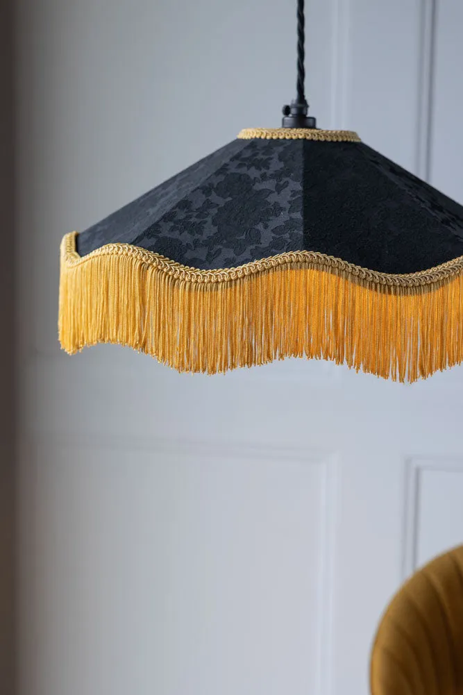 Black & Gold Tassel Ceiling Light Shade