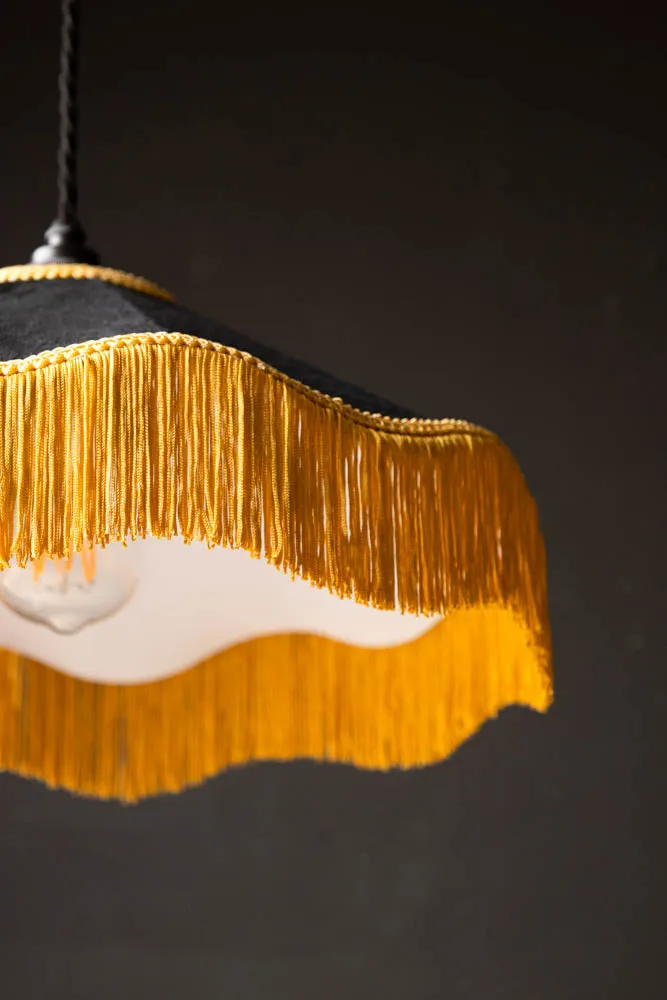 Black & Gold Tassel Ceiling Light Shade