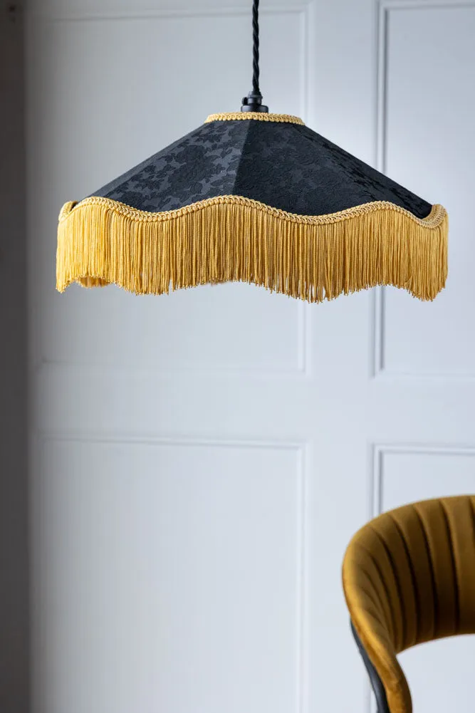 Black & Gold Tassel Ceiling Light Shade