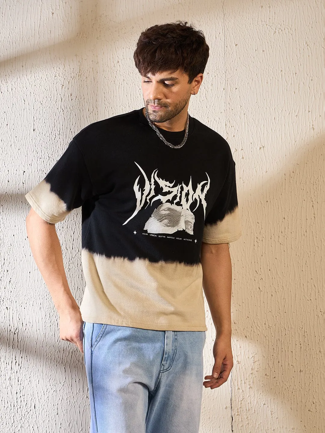 Black & White Ombre Dye Oversized Tshirt