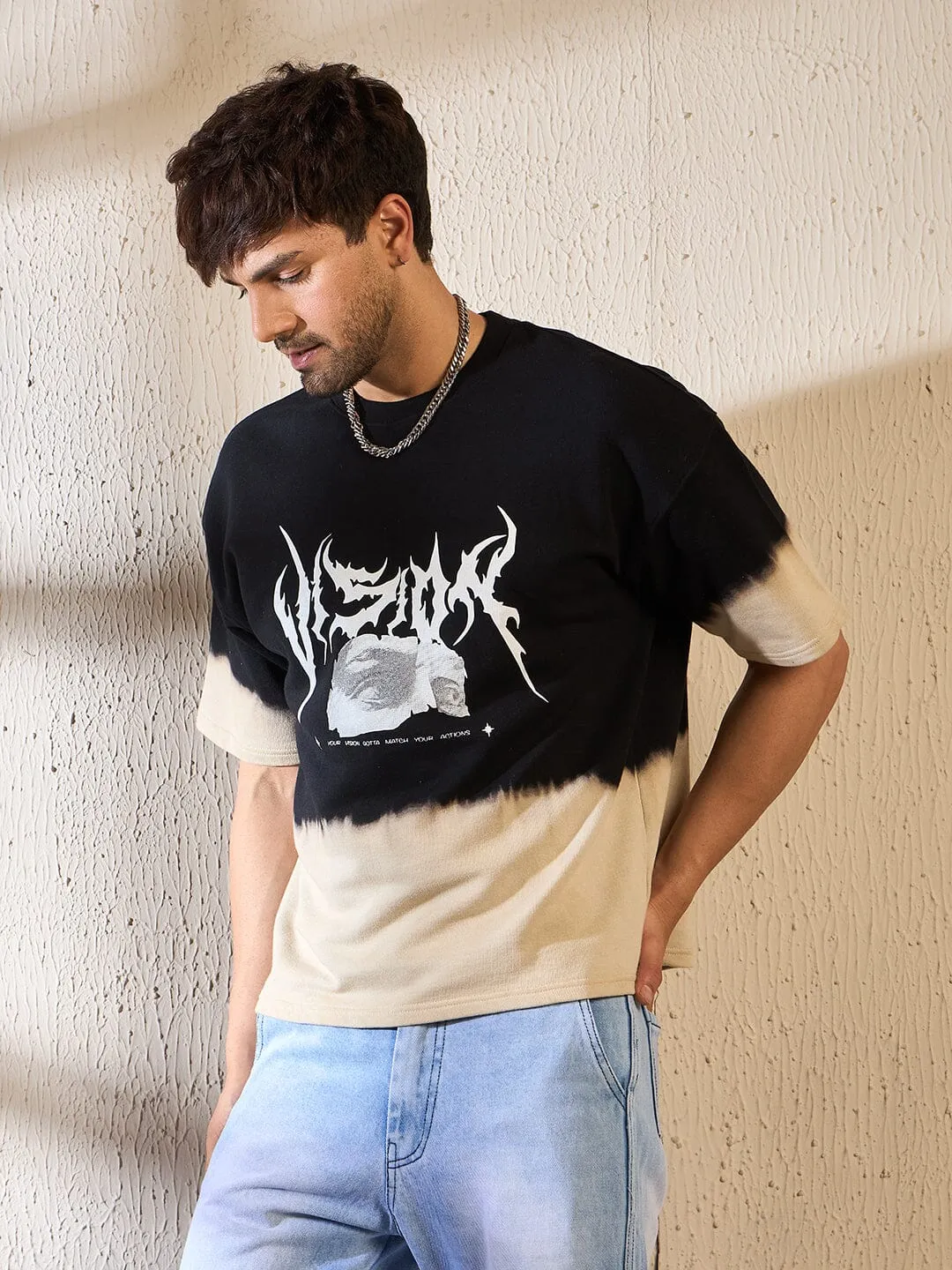 Black & White Ombre Dye Oversized Tshirt