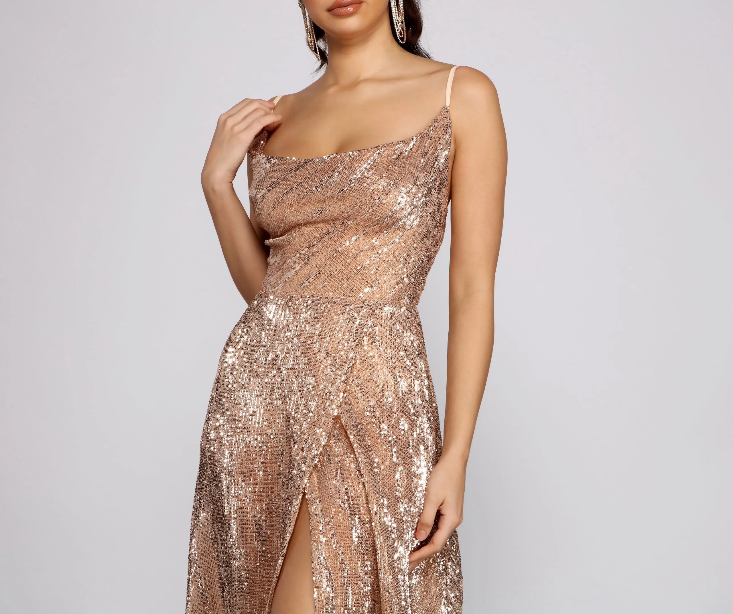 Blair Sequin Wrap Charming Front Formal Dress