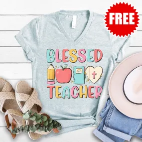 Blessed Teacher V-Neck - F