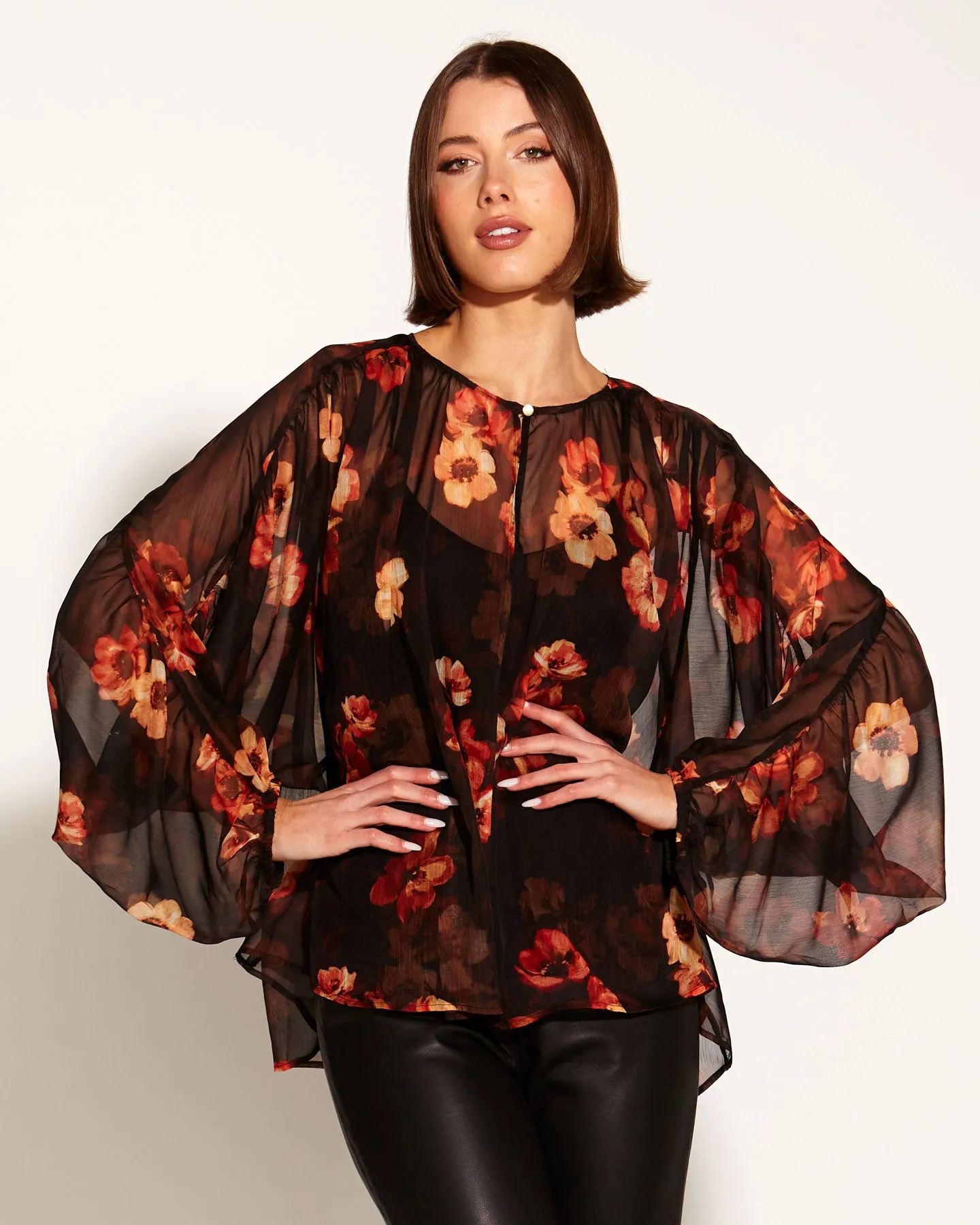 Bloom Batwing Sleeve Shirt - Rose Dust Floral