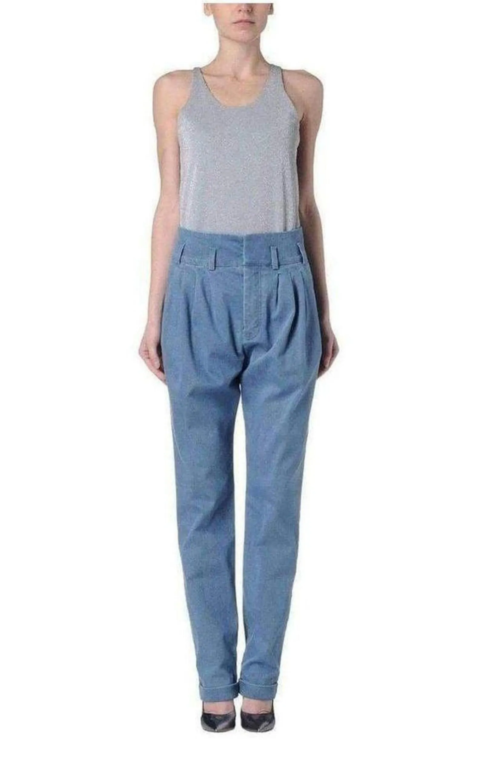 Blue Denim High Waist Pants