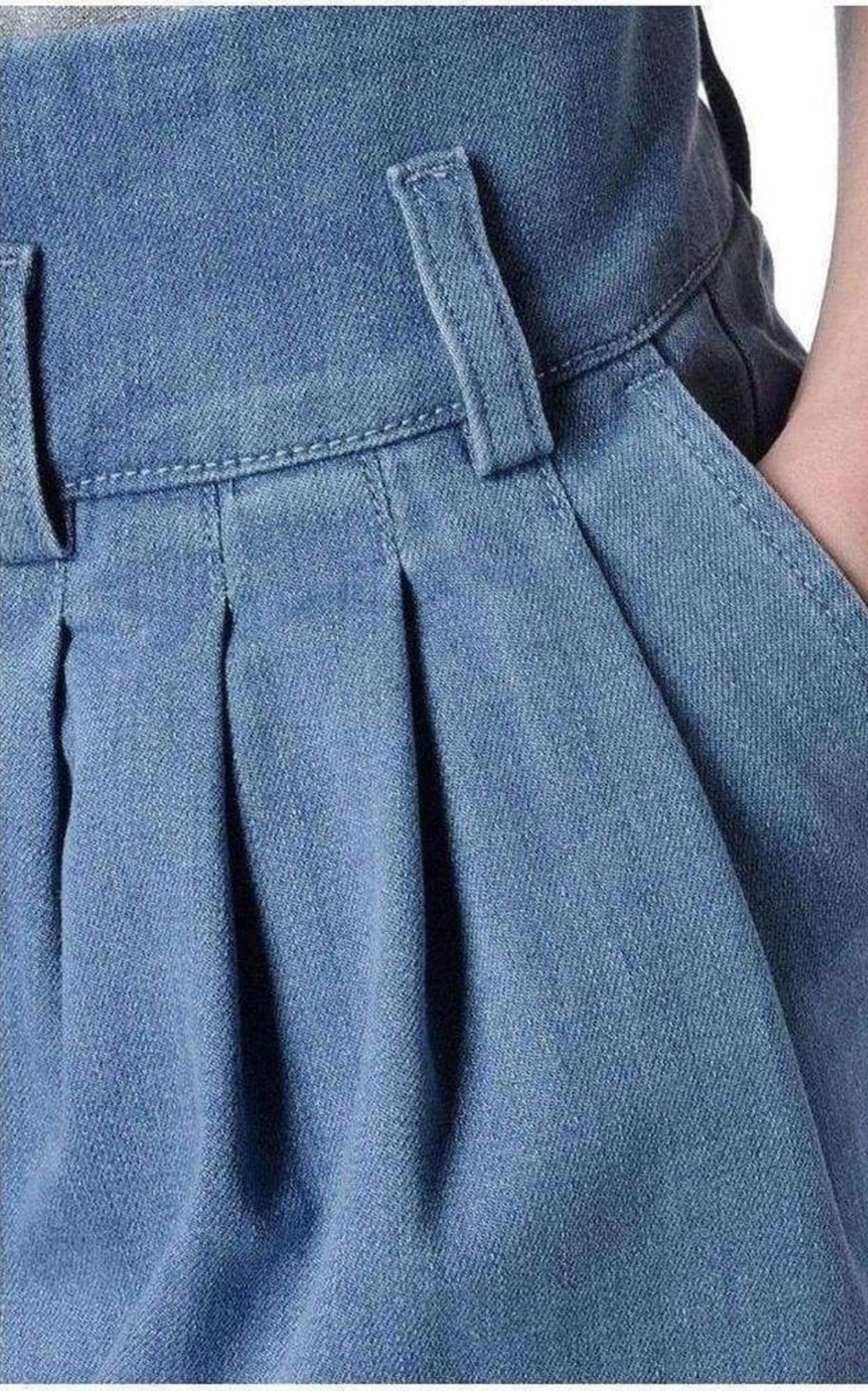 Blue Denim High Waist Pants