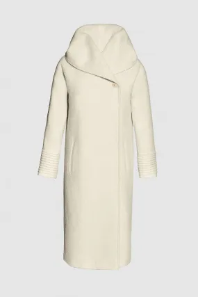 Bouclé Alpaca Long Hooded Coat