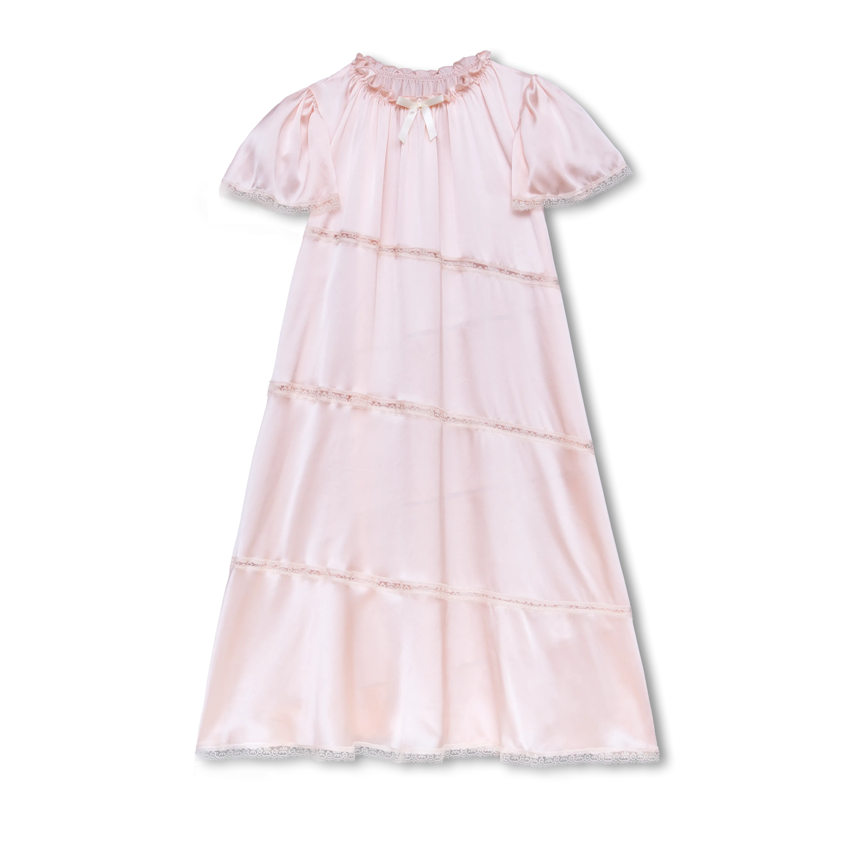 CATHERINE - GIRLS SILK NIGHTDRESS PEACH PINK