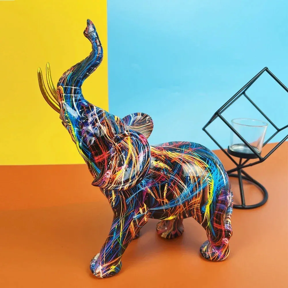 Colorful Elephant Ornament, Modern Art Sculpture