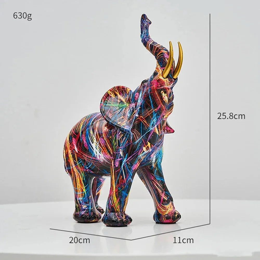 Colorful Elephant Ornament, Modern Art Sculpture