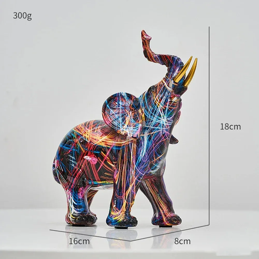 Colorful Elephant Ornament, Modern Art Sculpture