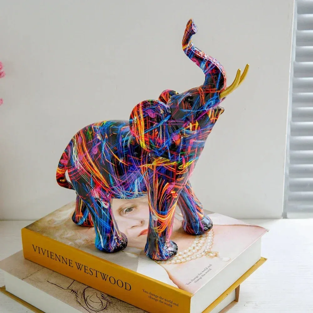 Colorful Elephant Ornament, Modern Art Sculpture