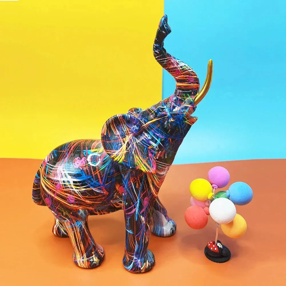 Colorful Elephant Ornament, Modern Art Sculpture