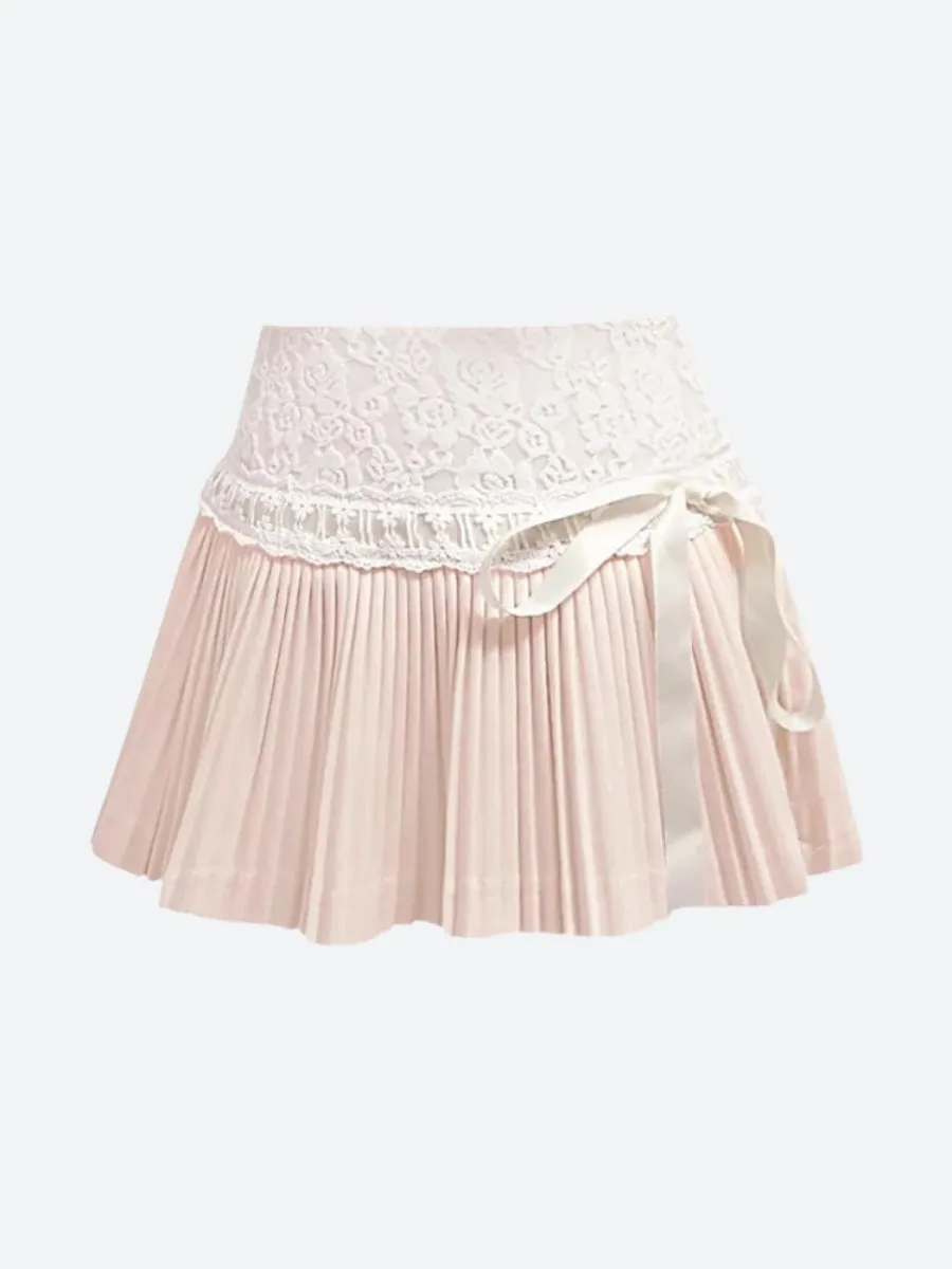 Coquette Lace Pleated Mini Skirt