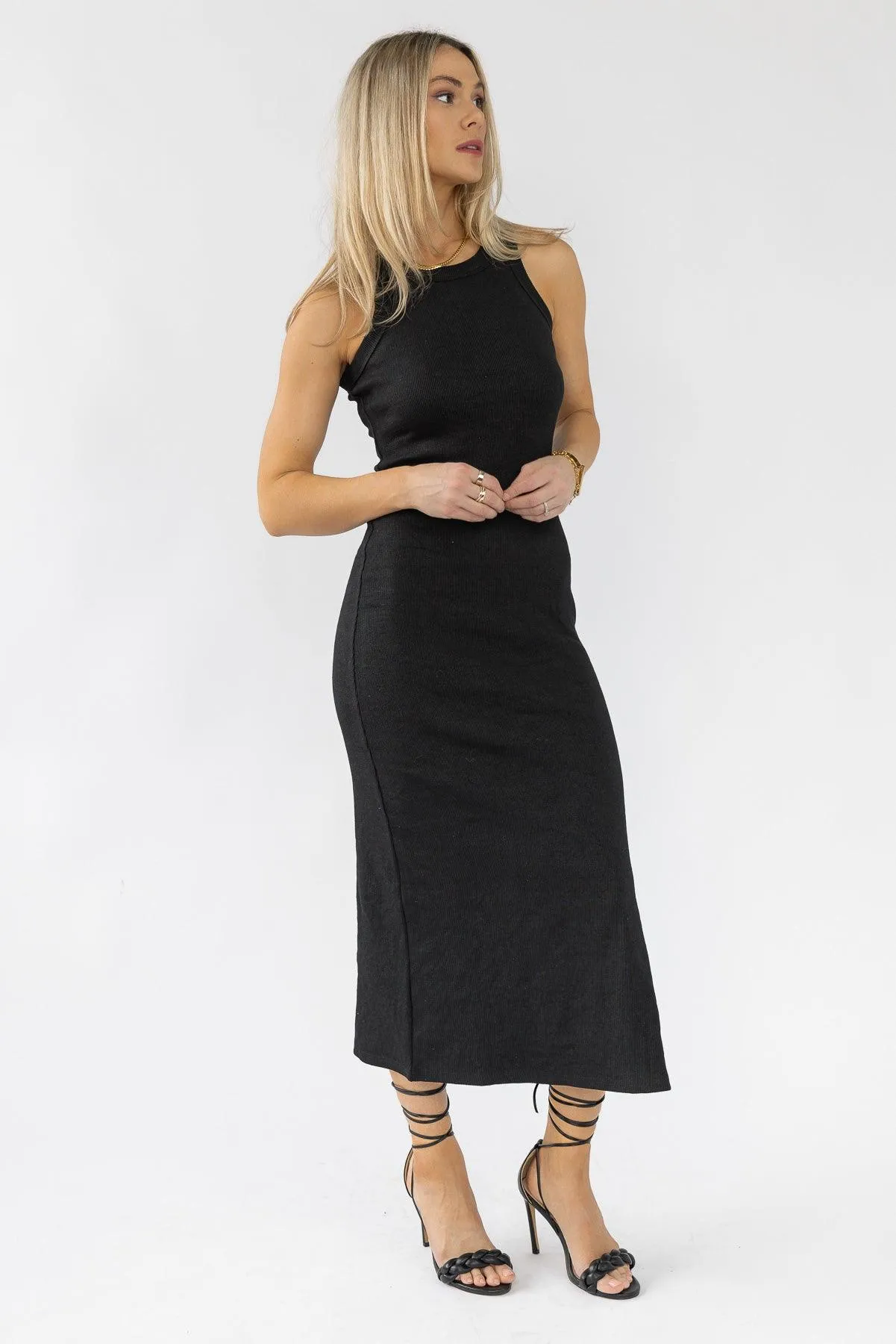 Coty Black Ribbed Dress