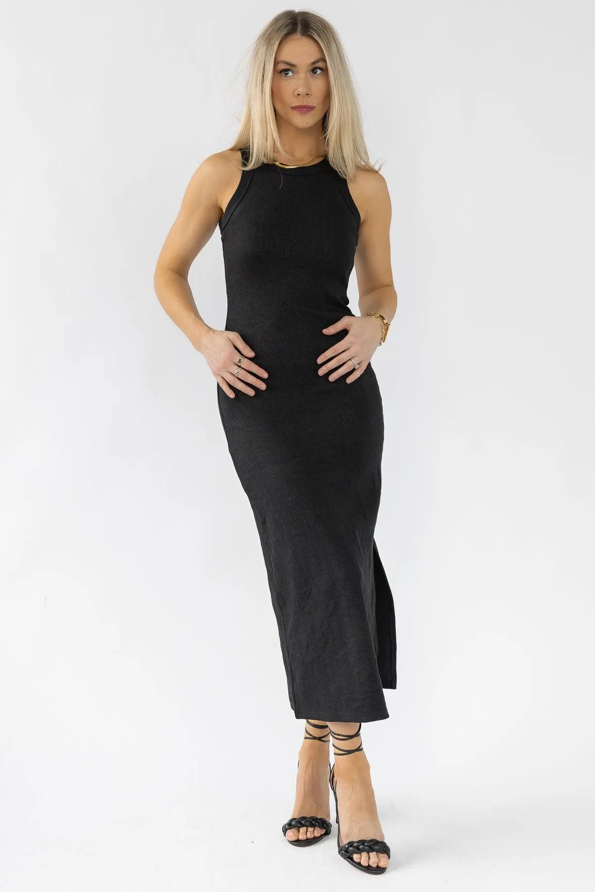 Coty Black Ribbed Dress