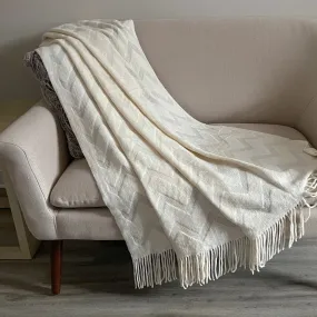 Cream knitted throw blanket, Ivory Sheer throw blanket, Lightweight throw blanket with fringe, Cream Sofa Blanket, Cream Bedroom Throw