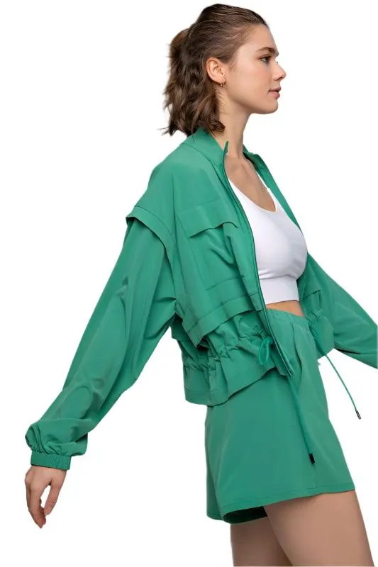 Crinkle Woven Cropped Jacket