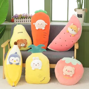 Cute Banana Carrot Fruit Plush Pillow