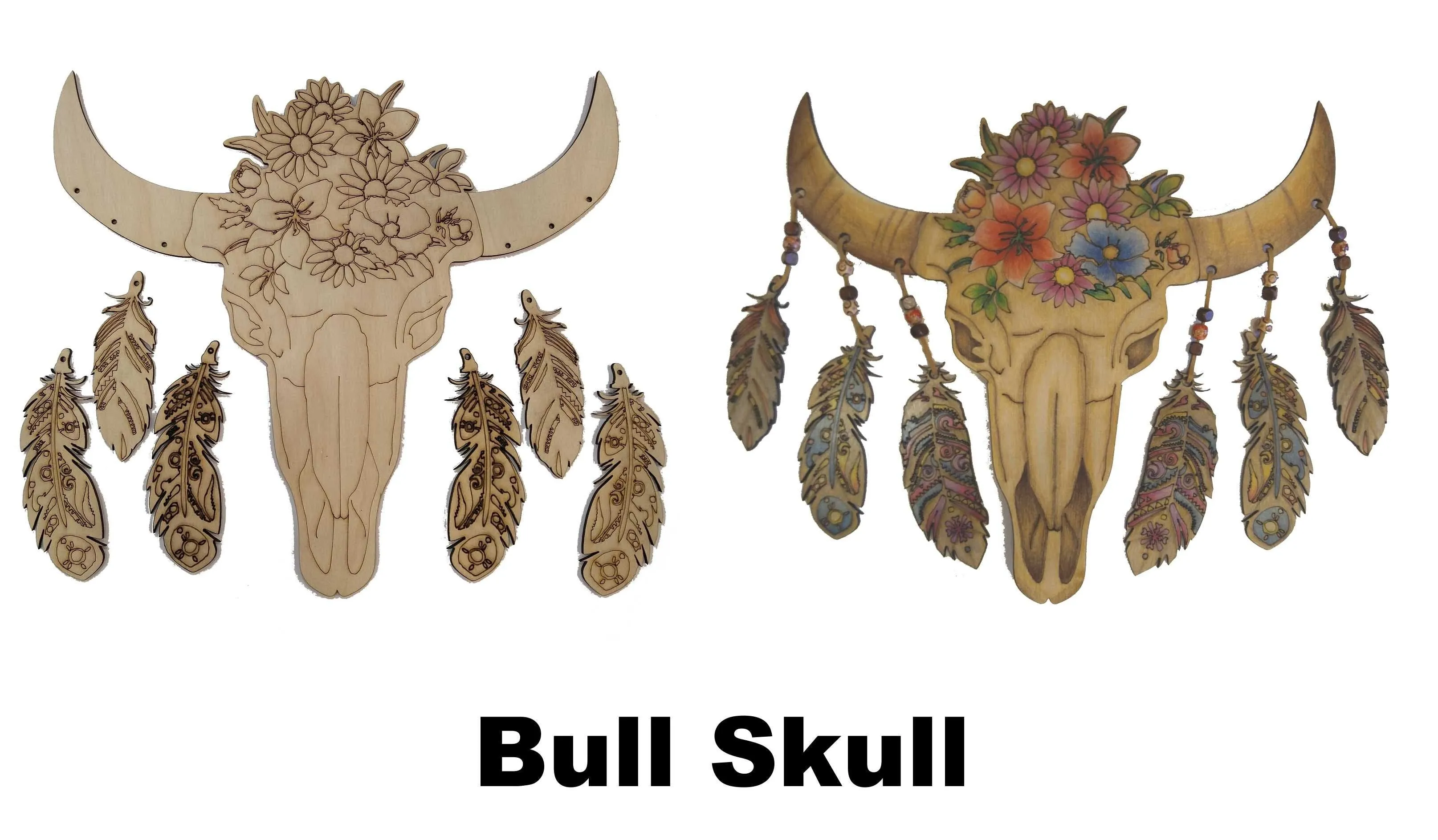 DIY - Adult Coloring - Wood Bull Skull