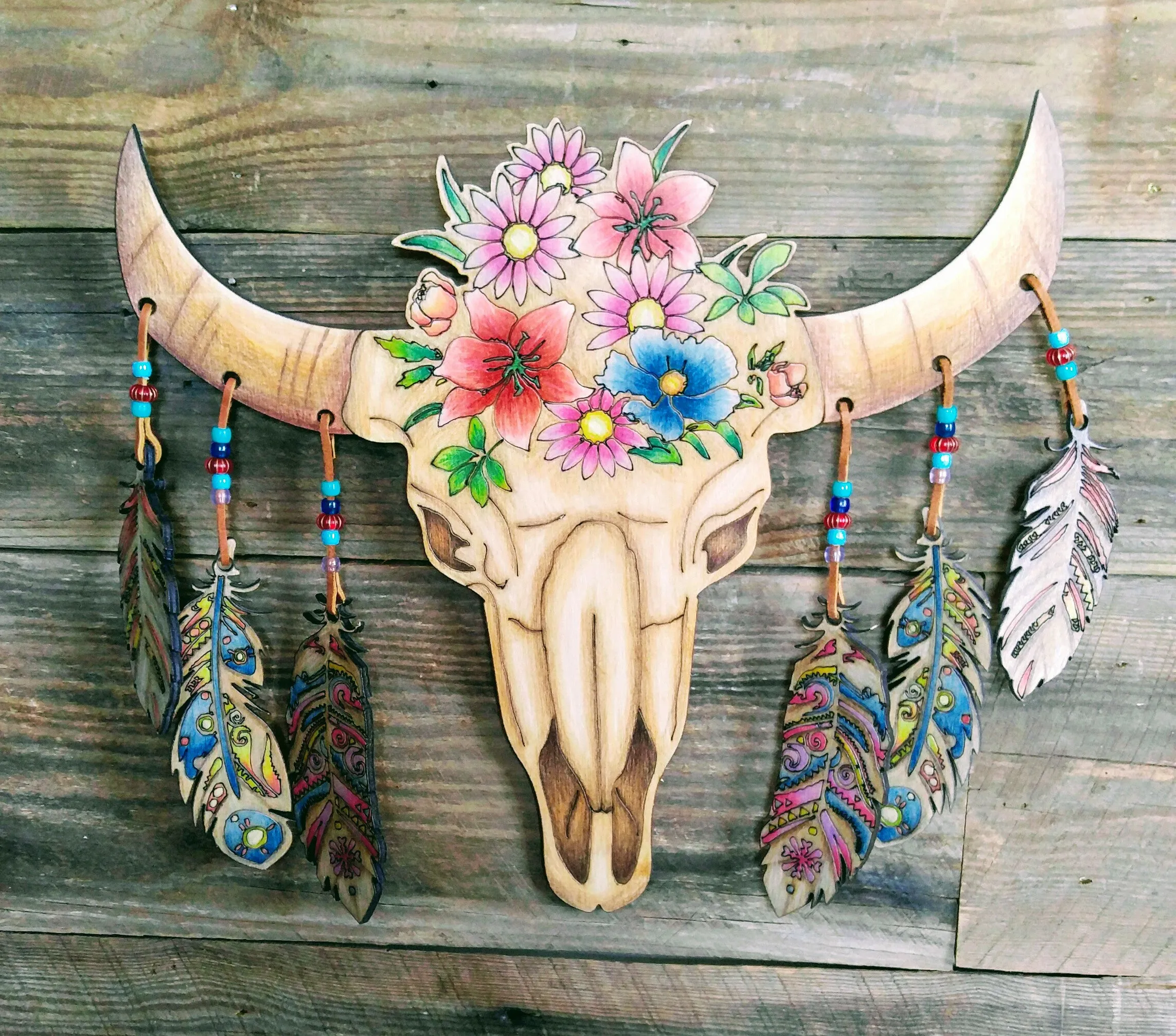 DIY - Adult Coloring - Wood Bull Skull